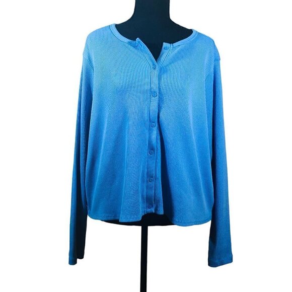 Old Navy Blue Rib Knit Cardigan Sweater Size 3X - Picture 1 of 6